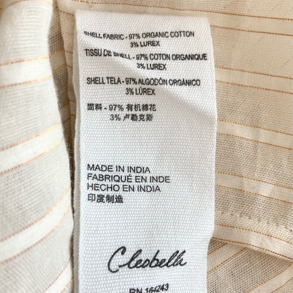 CLEOBELLA Ari Ruffle Lurex Stripe Blouse Cream Button Up Romantic Boho Femme - Picture 11 of 12